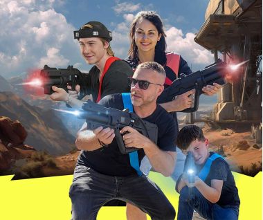 Eine Gruppe von Lasertag Spielern bei action-parks.de